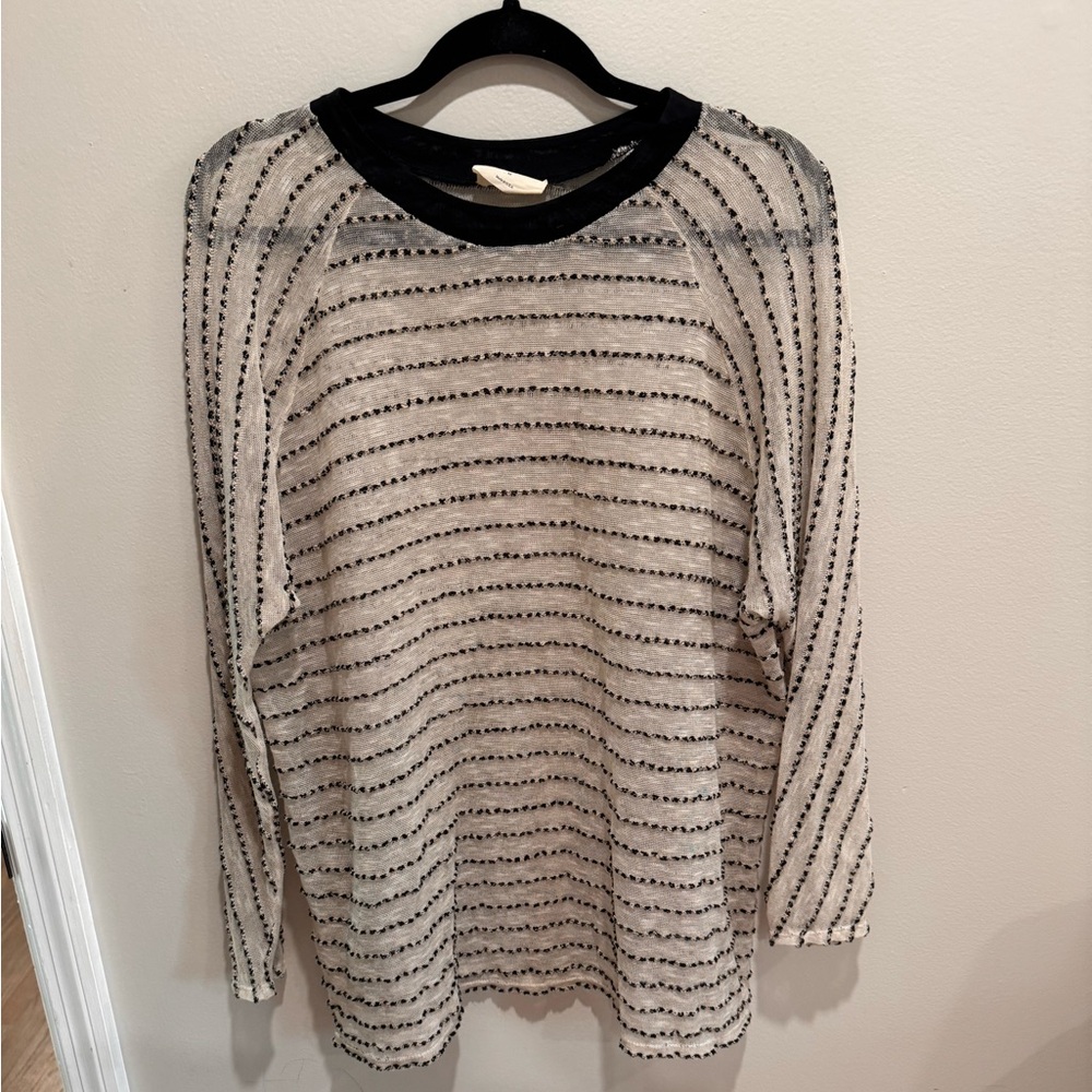 Billy Reid Black and Cream Striped Sweater